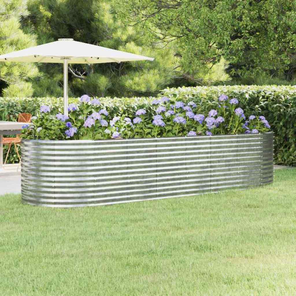 Vidaxl plantenbak 322x100x68 cm gegalvaniseerd staal zilverkleurig