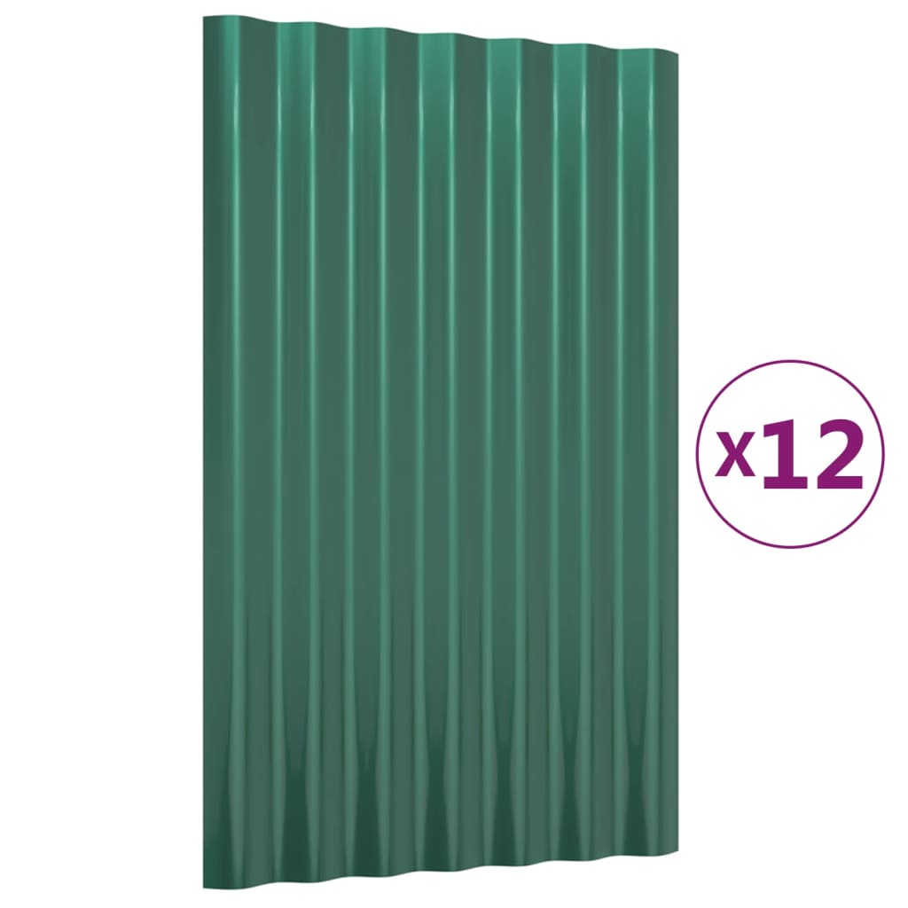 Vidaxl dakpanelen 12 st 60x36 cm gegalvaniseerd staal groen