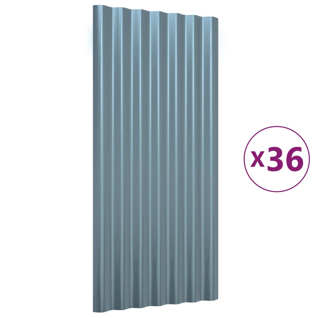 Vidaxl dakpanelen 36 st 80x36 cm gegalvaniseerd staal grijs