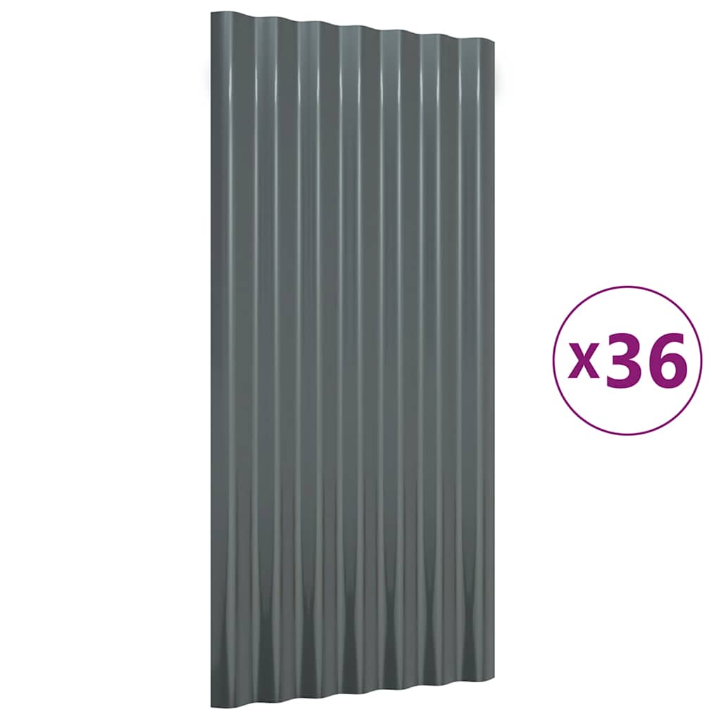Vidaxl dakpanelen 36 st 80x36 cm gegalvaniseerd staal antracietkleurig