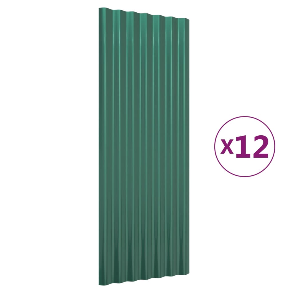 Vidaxl dakpanelen 12 st 100x36 cm gegalvaniseerd staal groen