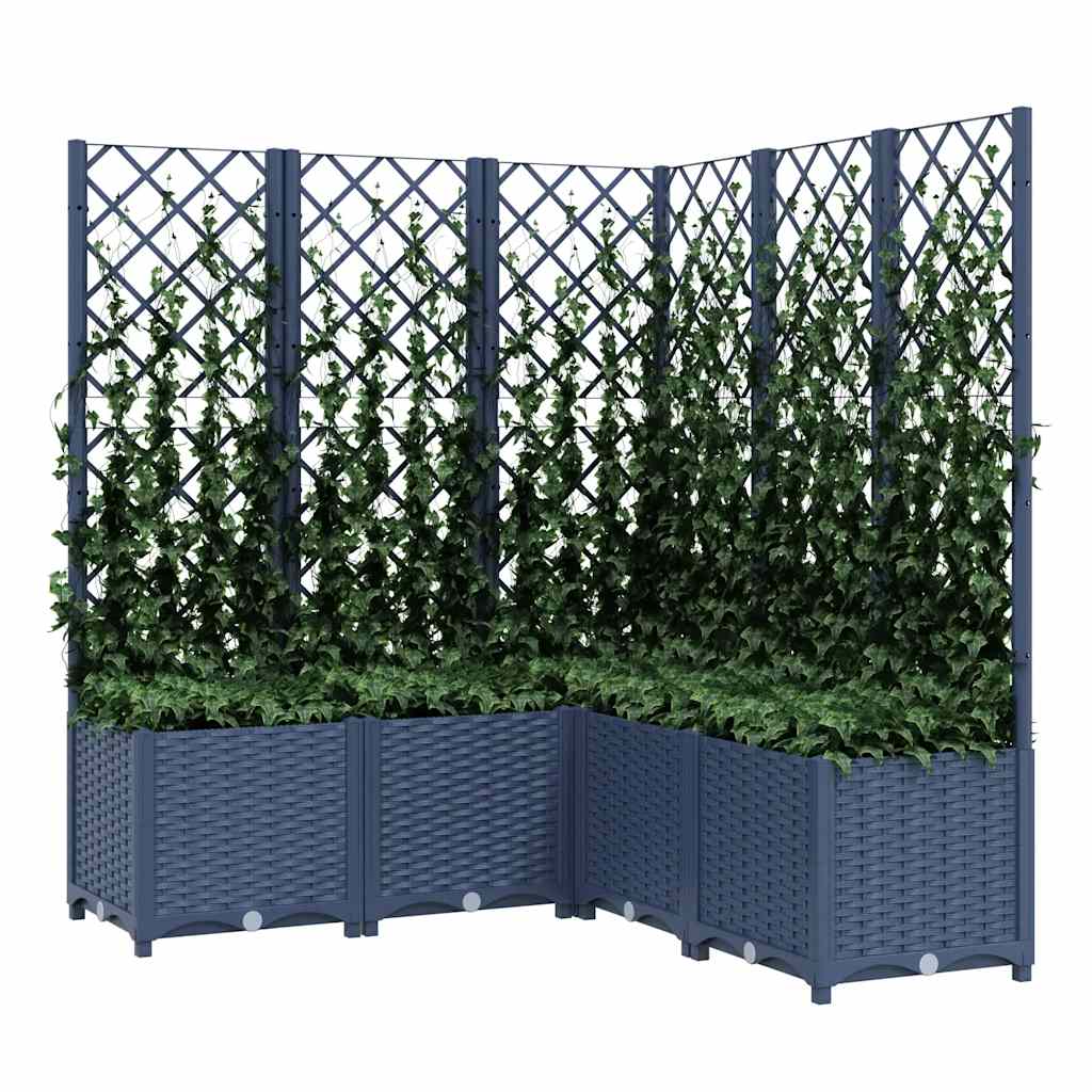 Vidaxl plantenbak met latwerk 120x120x136 cm polypropeen blauwgrijs
