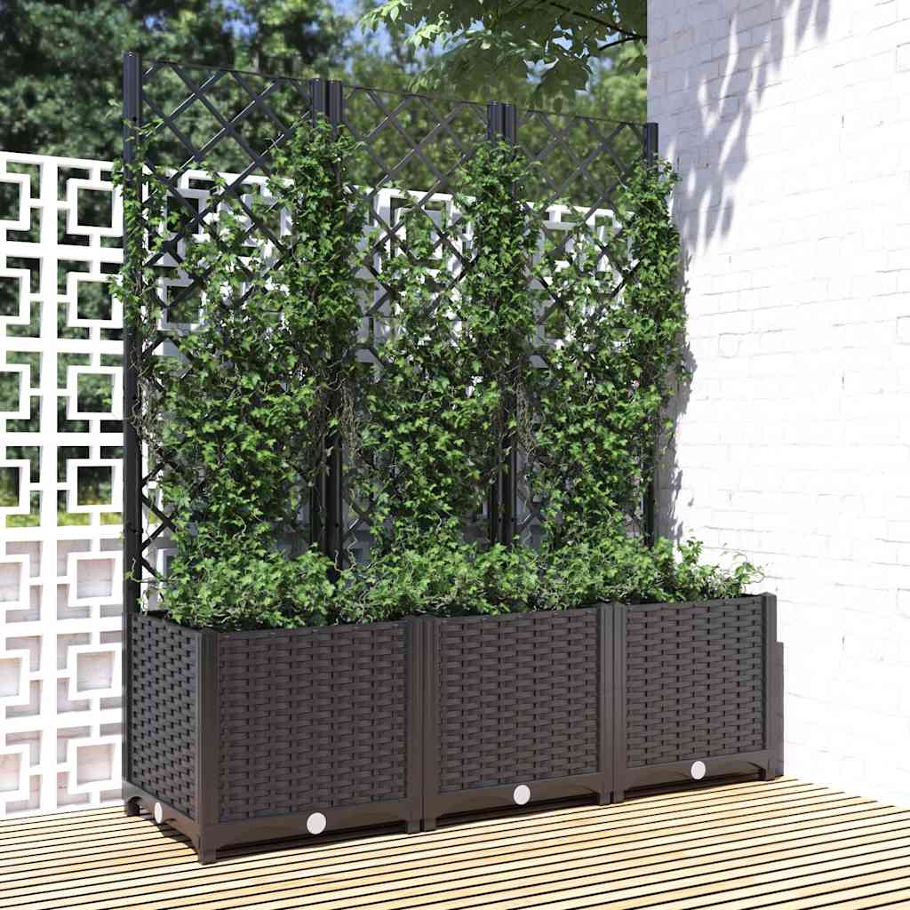 Vidaxl plantenbak met trellis zwart 120x40x136 cm pp