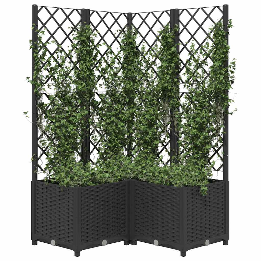 Vidaxl plantenbak met latwerk 80x80x136 cm polypropeen zwart