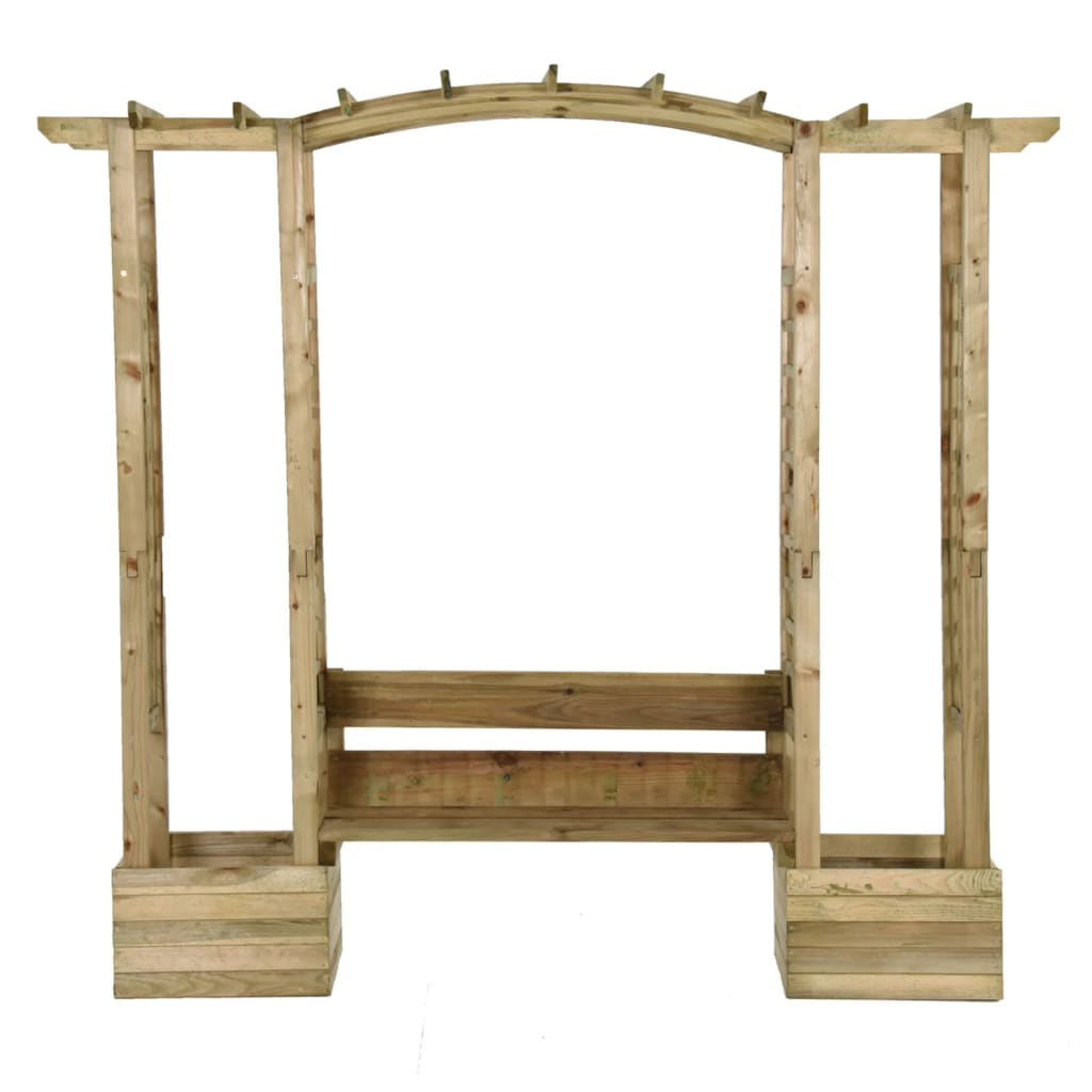 VidaXL Pergola met bank en plantenbakken geïmpregneerd groenenhout