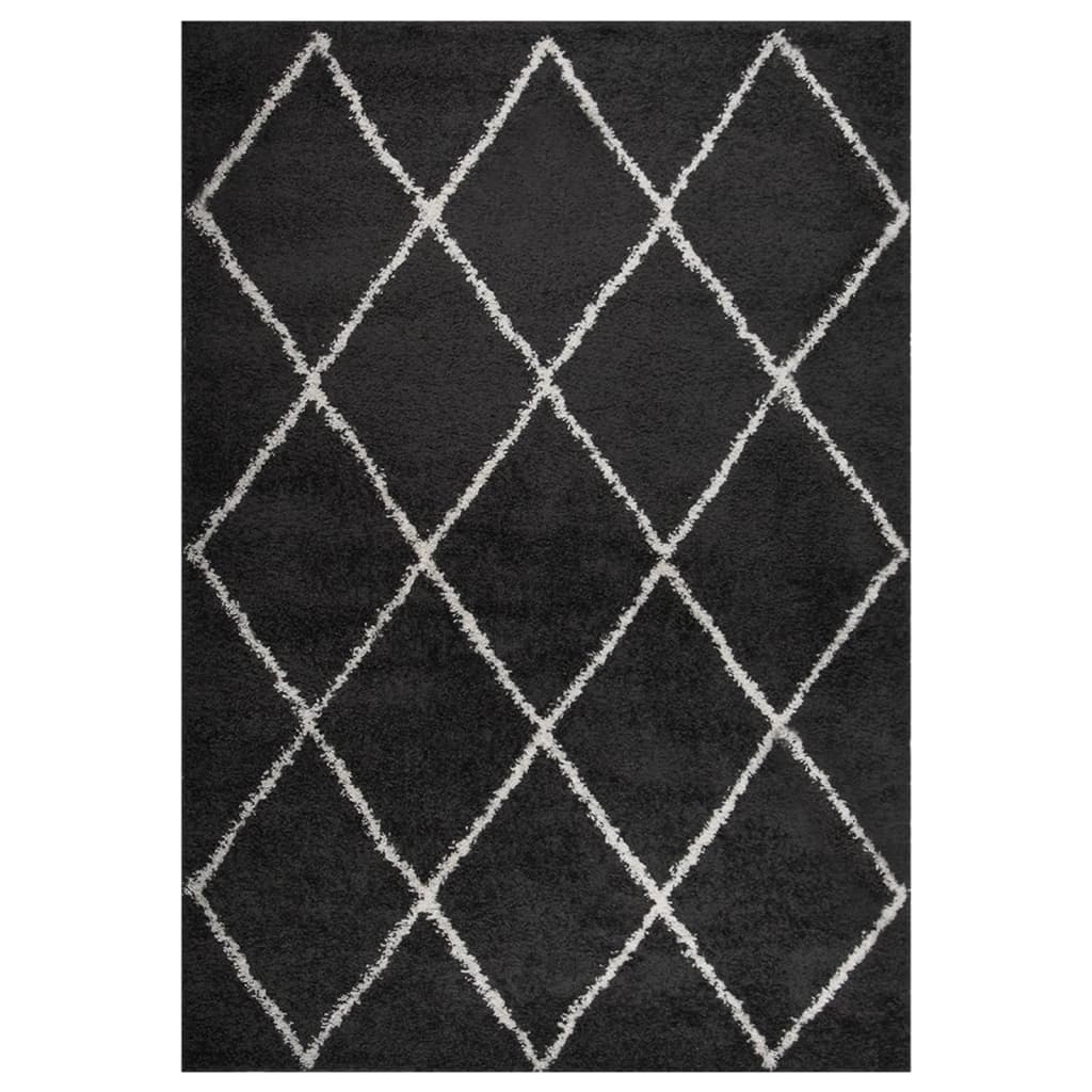 VidaXL Vloerkleed shaggy hoogpolig 160x230 cm crème antracietkleur