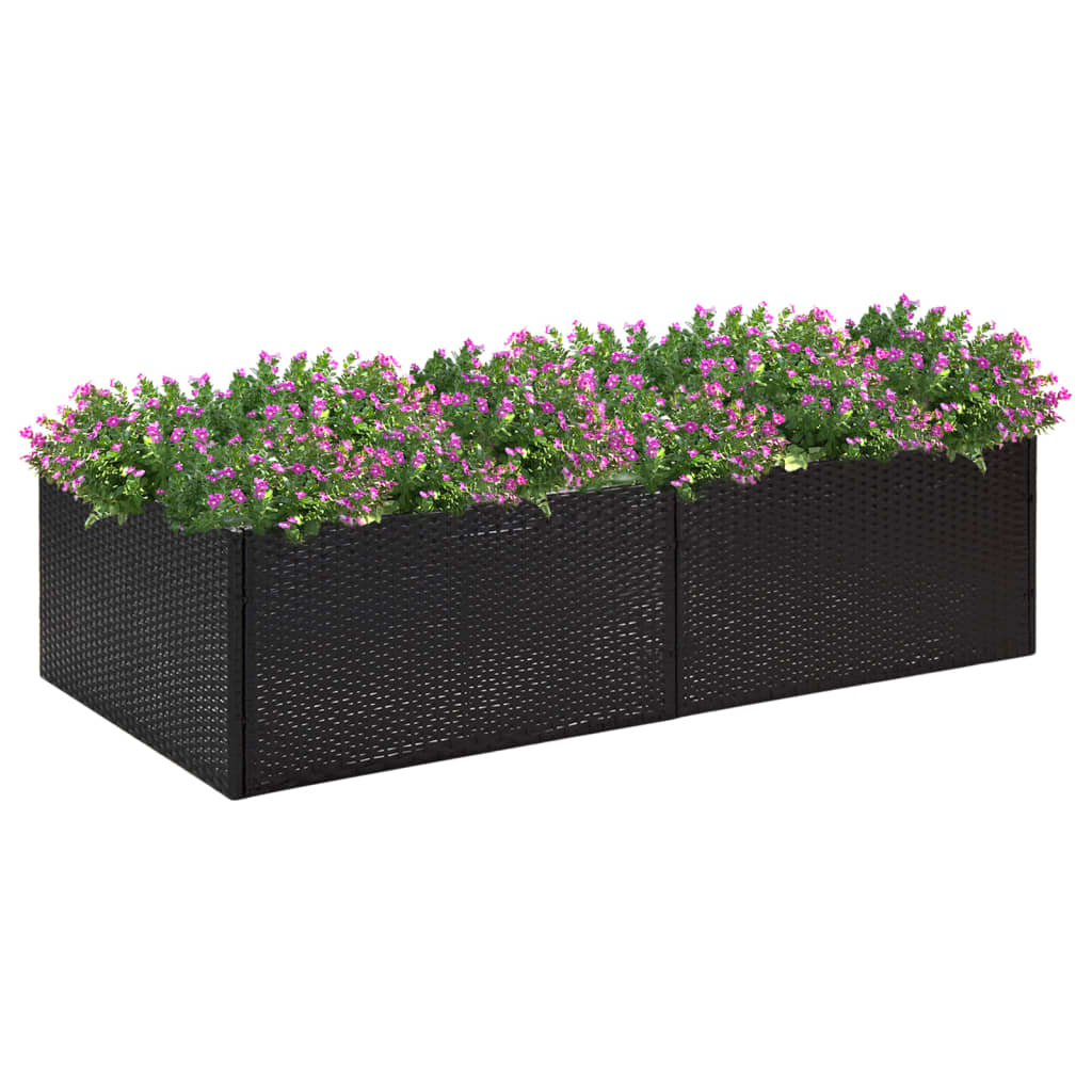 Vidaxl plantenbak 157x80x40 cm poly rotan zwart