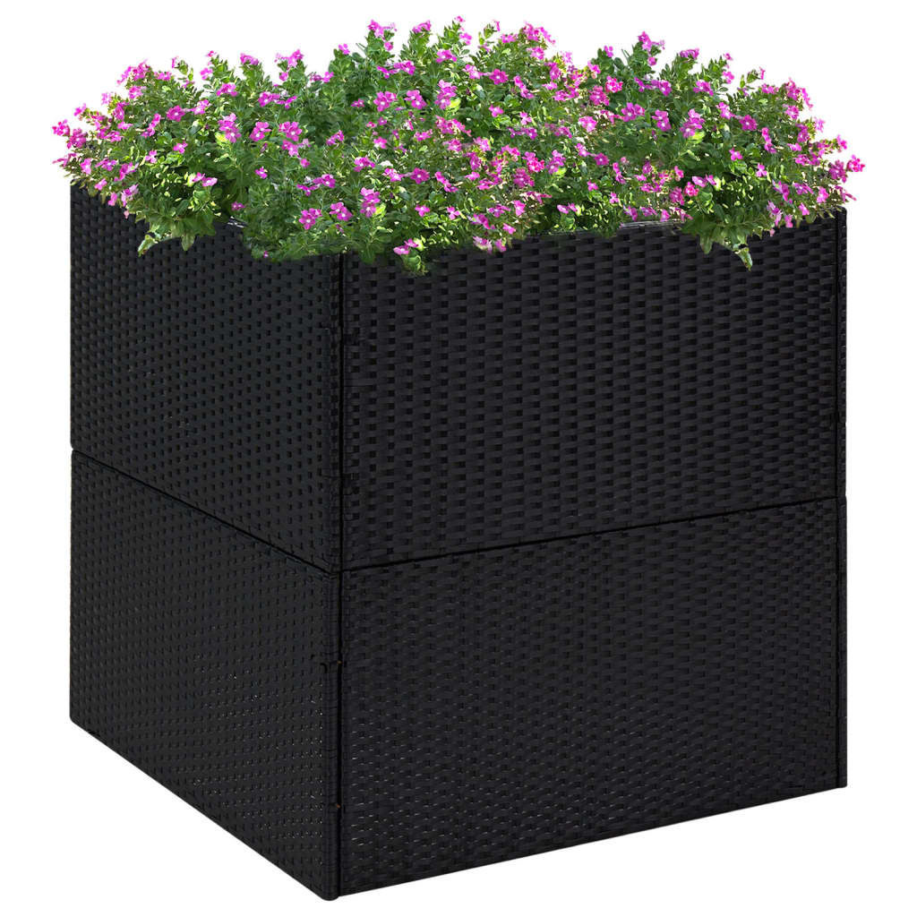 Vidaxl plantenbak 80x80x80 cm poly rotan zwart