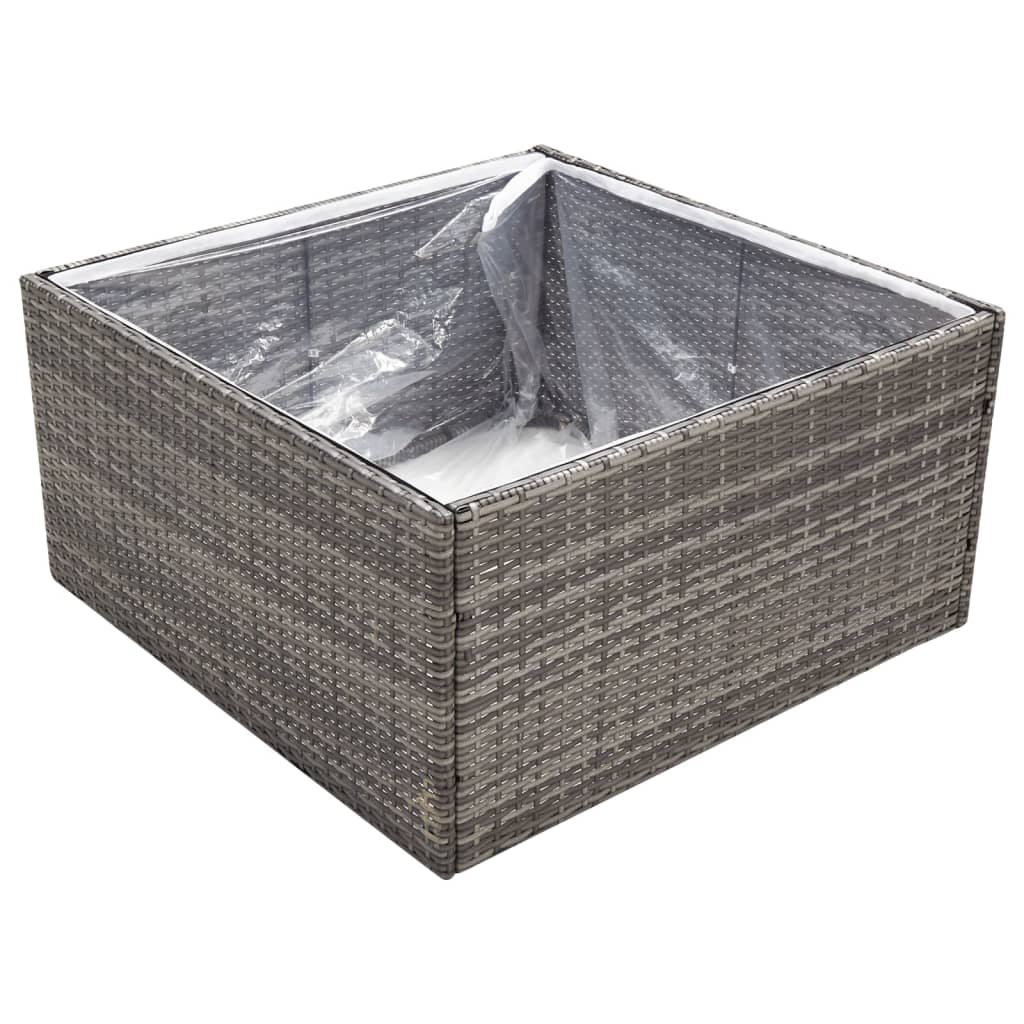 Vidaxl plantenbak 80x80x40 cm poly rotan grijs
