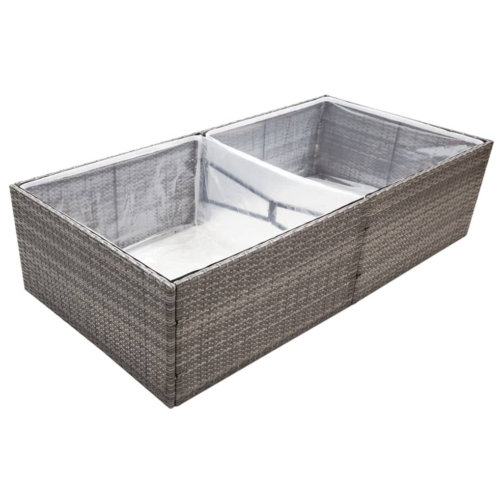 Vidaxl plantenbak 157x80x40 cm poly rotan grijs