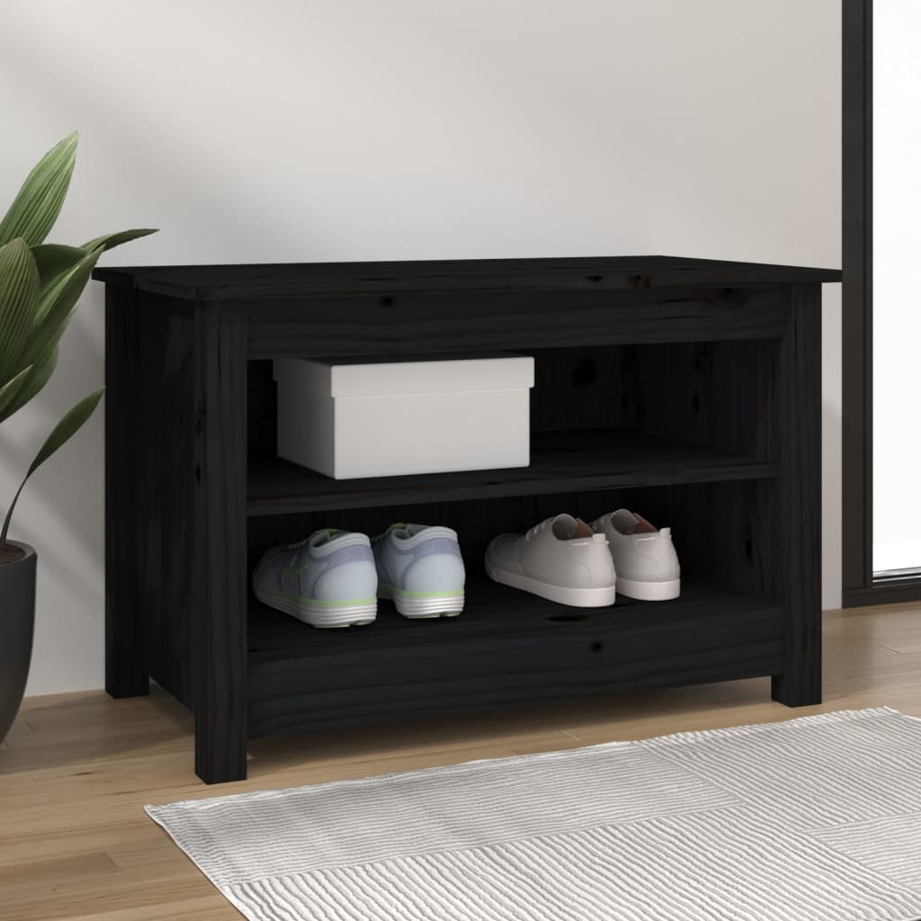 Vidaxl schoenenbank 70x38x45,5 cm massief groenenhout zwart