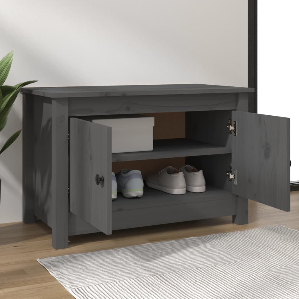 VidaXL Schoenenkast 70x38x45,5 cm massief groenenhout grijs
