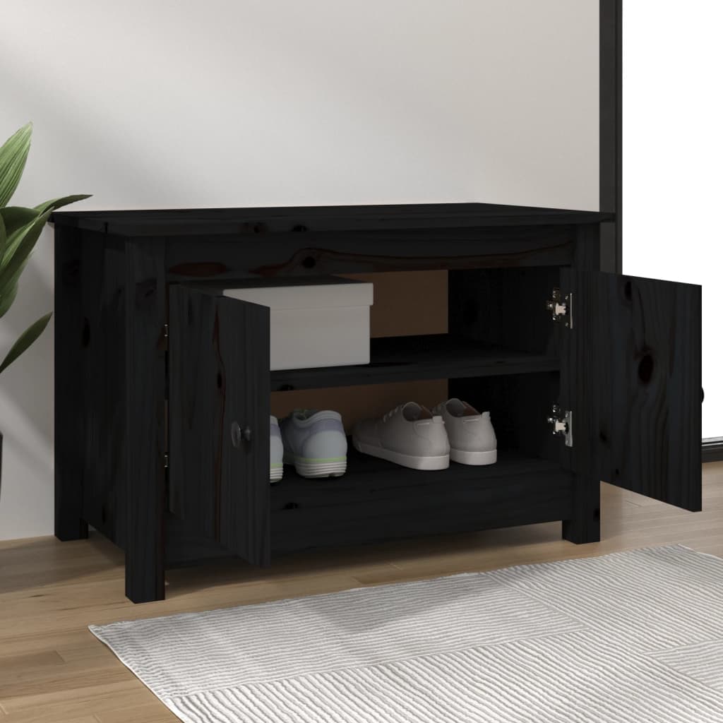 Vidaxl schoenenkast 70x38x45,5 cm massief groenenhout zwart
