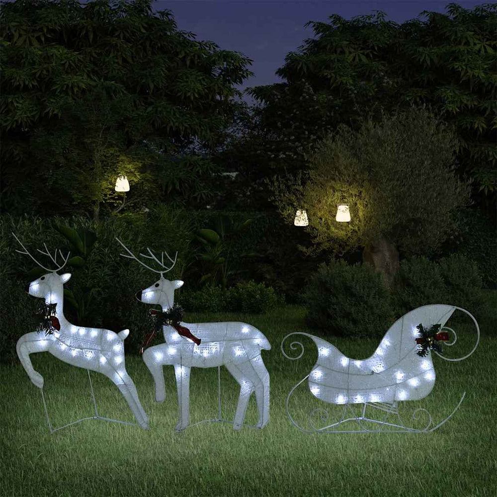 Vidaxl kerstdecoratie rendieren en slee 60 led's wit