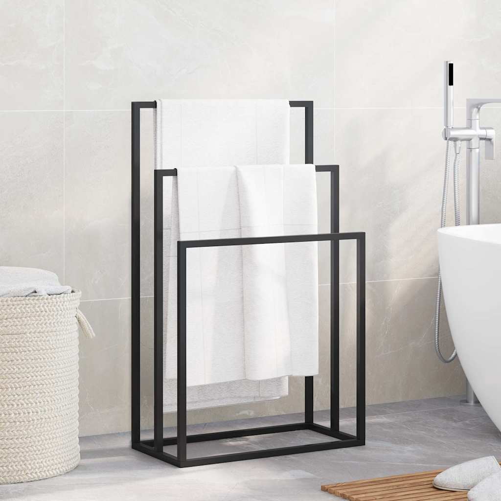 Vidaxl handdoekenrek vrijstaand 48x24x79 cm ijzer zwart