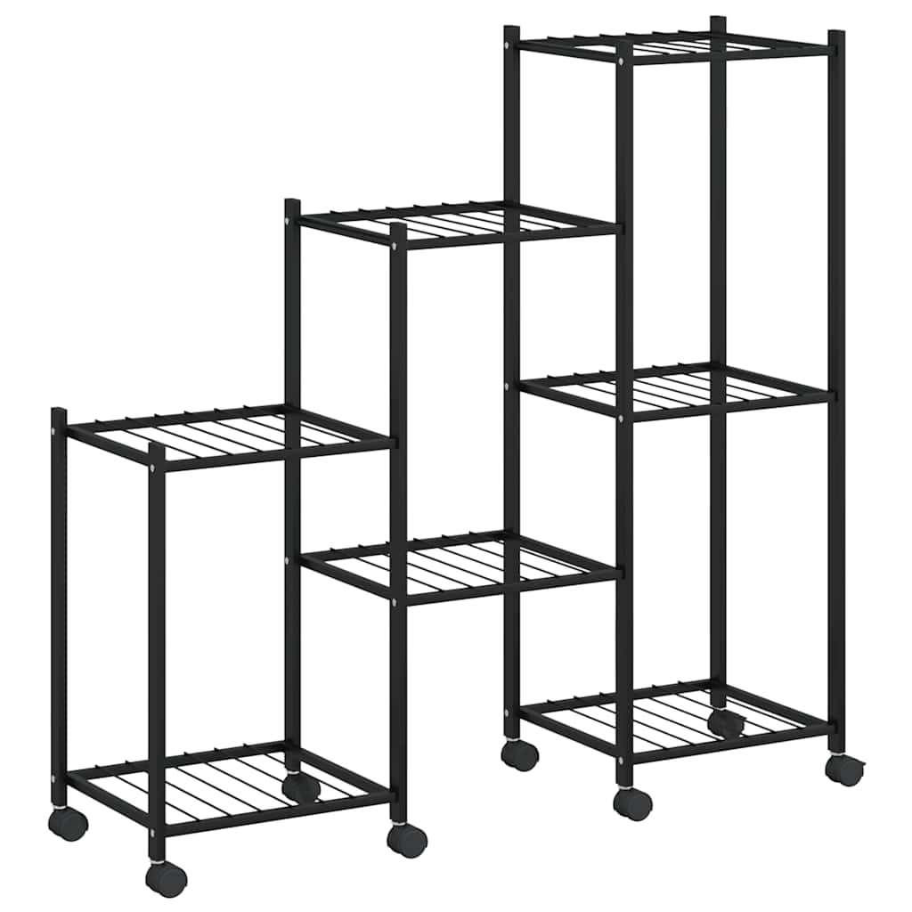 Vidaxl bloemenstandaard met wielen 83x25x83,5 cm ijzer zwart