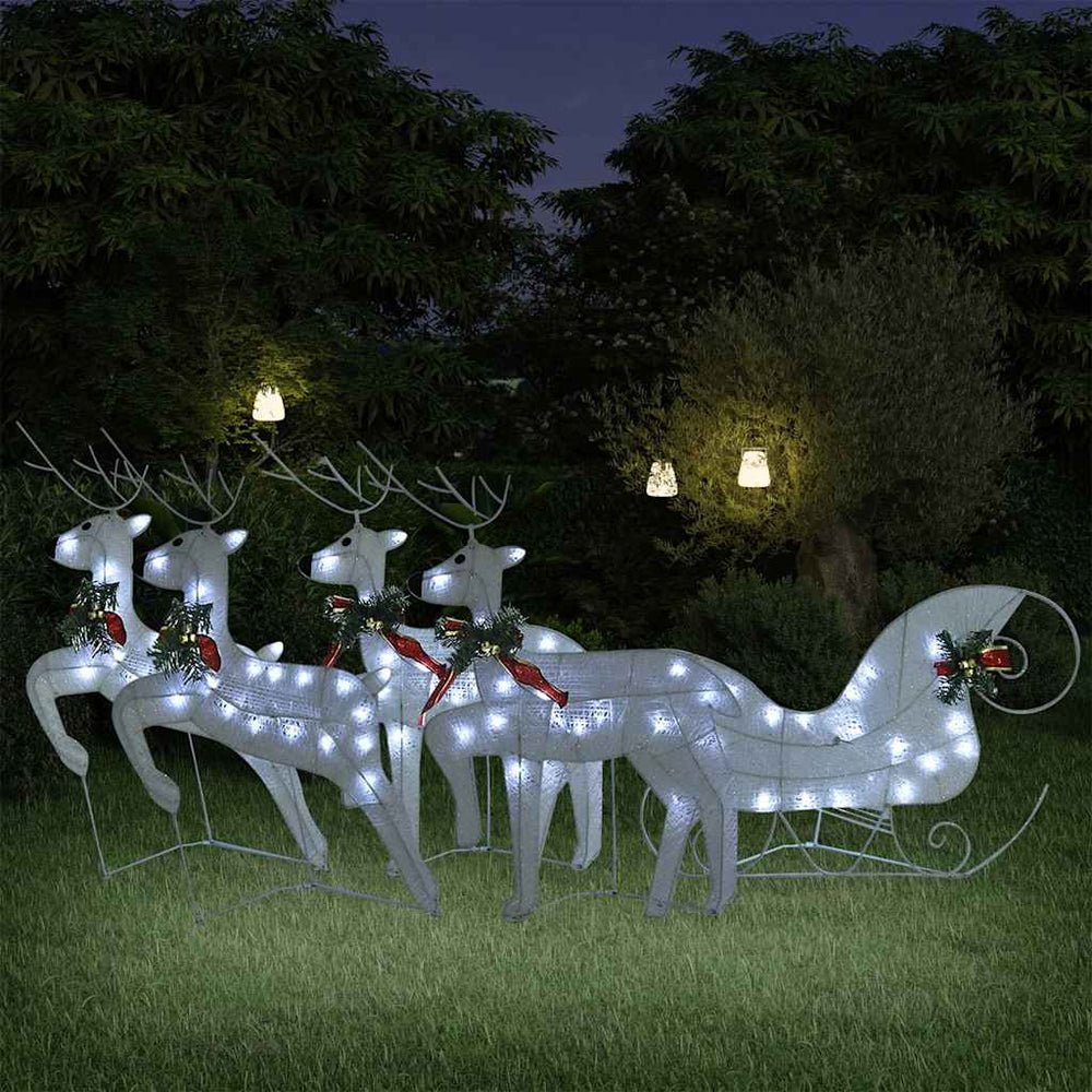 Vidaxl buitenkerstversiering rendieren en slee 100 led's wit