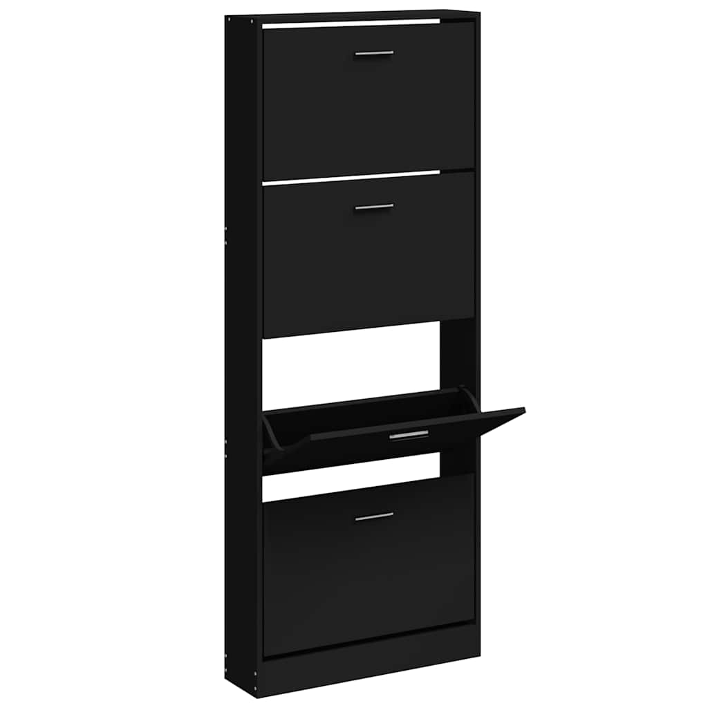 Vidaxl schoenenkast 59x17x150 cm bewerkt hout zwart