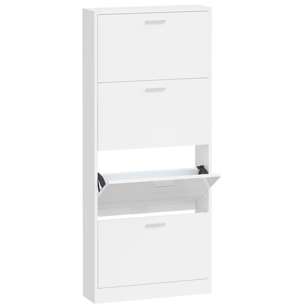 Vidaxl schoenenkast 59x17x150 cm bewerkt hout hoogglans wit