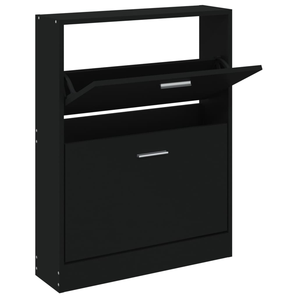 Vidaxl schoenenkast 59x17x81 cm bewerkt hout zwart