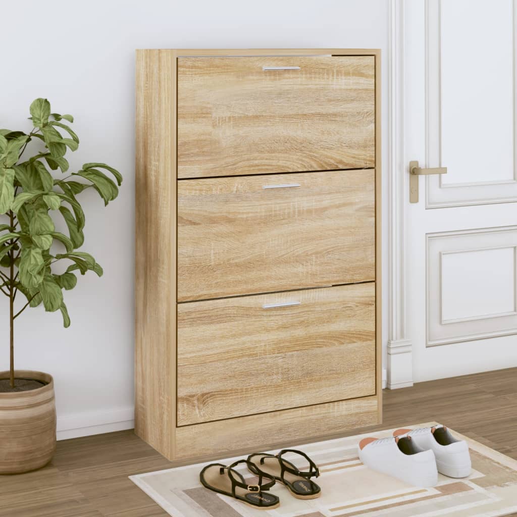 Vidaxl schoenenkast 63x24x103 cm bewerkt hout sonoma eikenkleurig