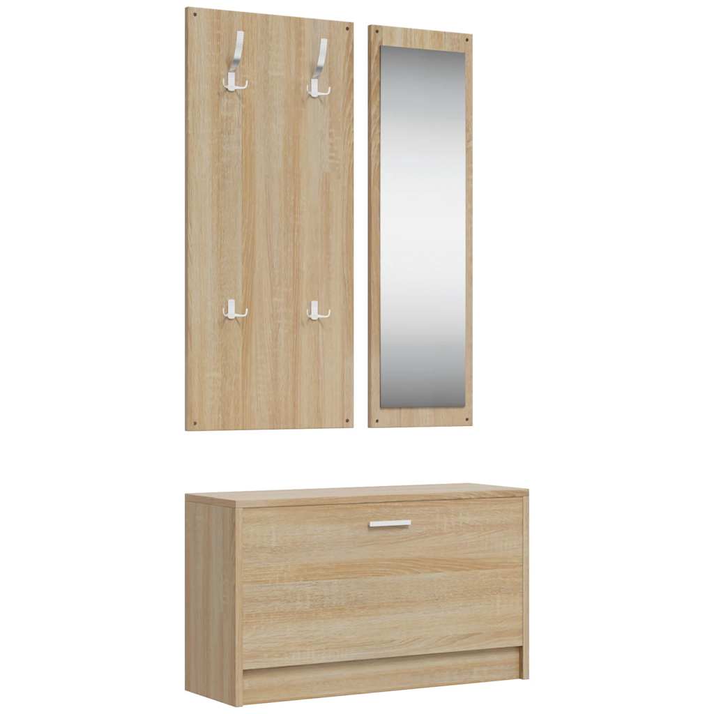 Vidaxl 3-in-1 schoenenkastset sonoma eiken bewerkt hout