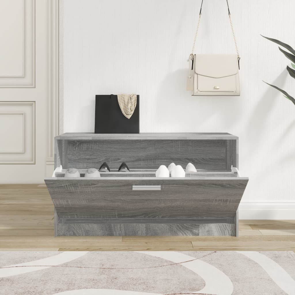Vidaxl schoenenbank 80x24x45 cm bewerkt hout grijs sonoma eikenkleur