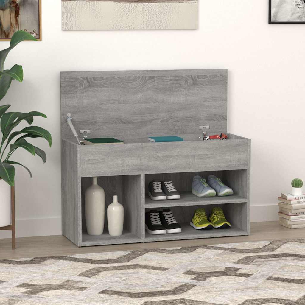 Vidaxl schoenenbank 80x30x45 cm bewerkt hout grijs sonoma eikenkleurig