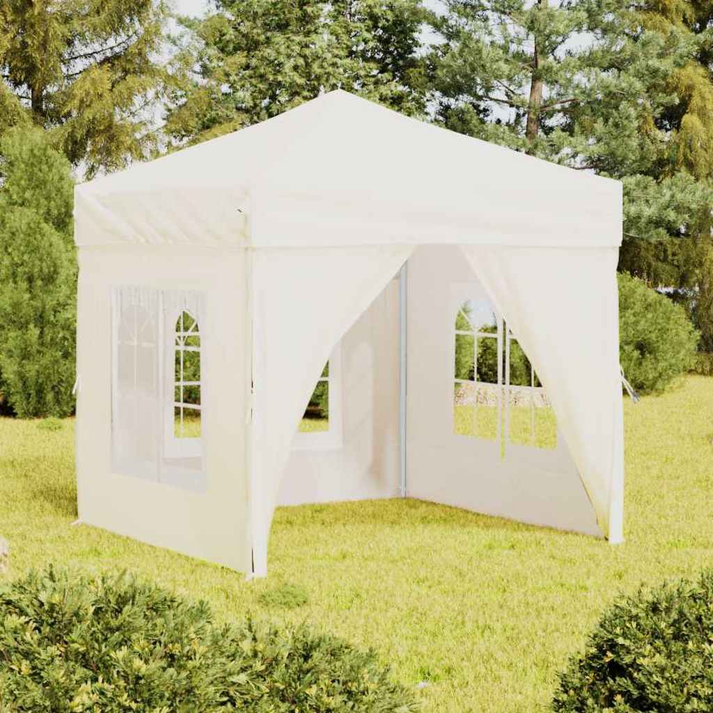 Vidaxl partytent inklapbaar met zijwanden 2x2m crèmekleurig