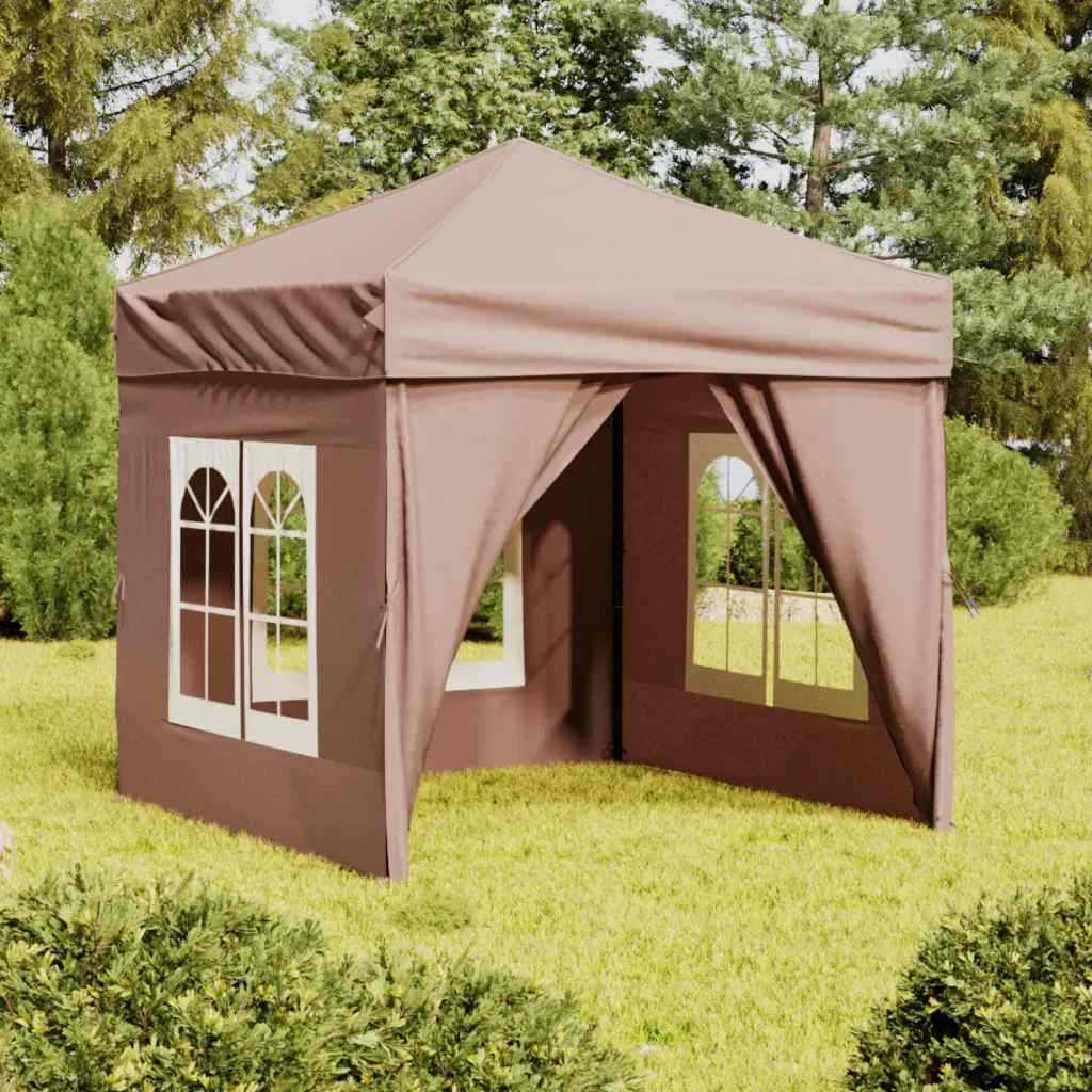 Vidaxl partytent inklapbaar met zijwanden 2x2m taupe