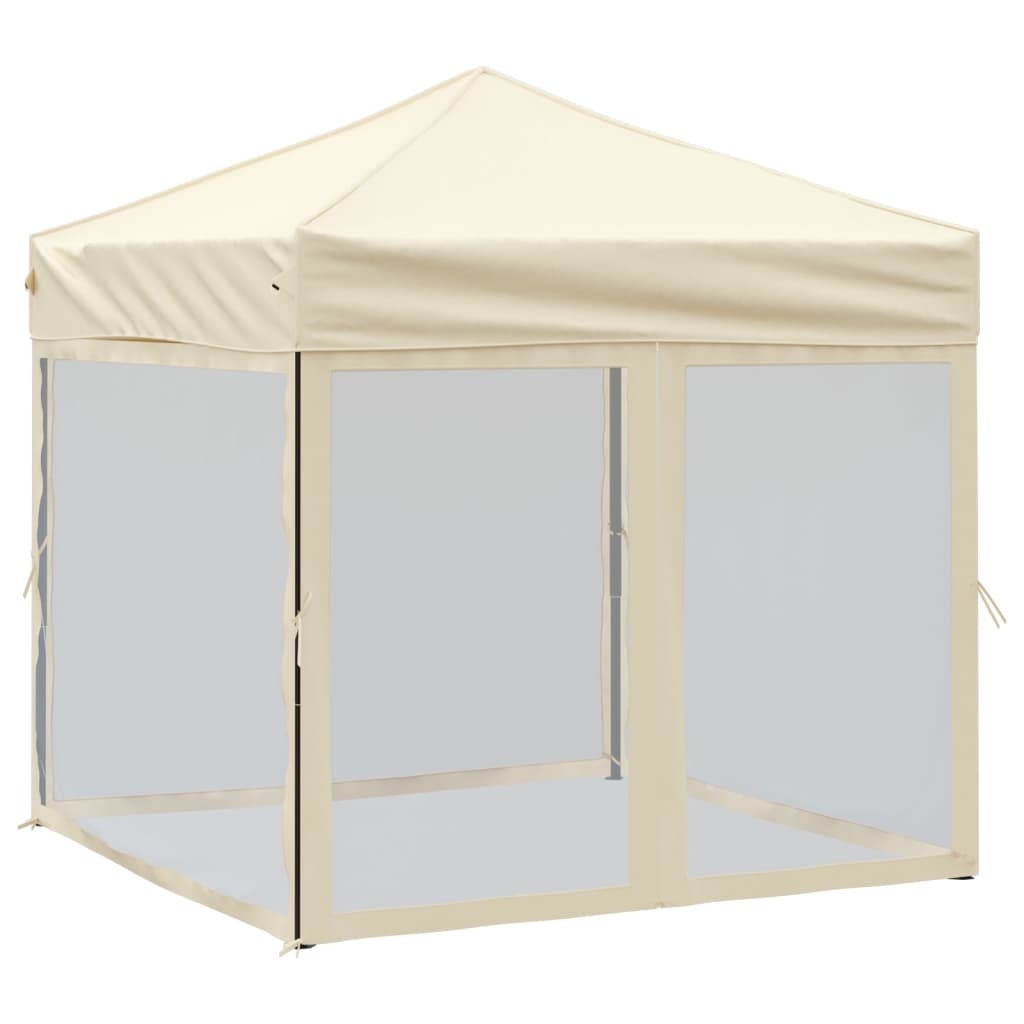 Vidaxl partytent inklapbaar met zijwanden 2x2m crèmekleurig