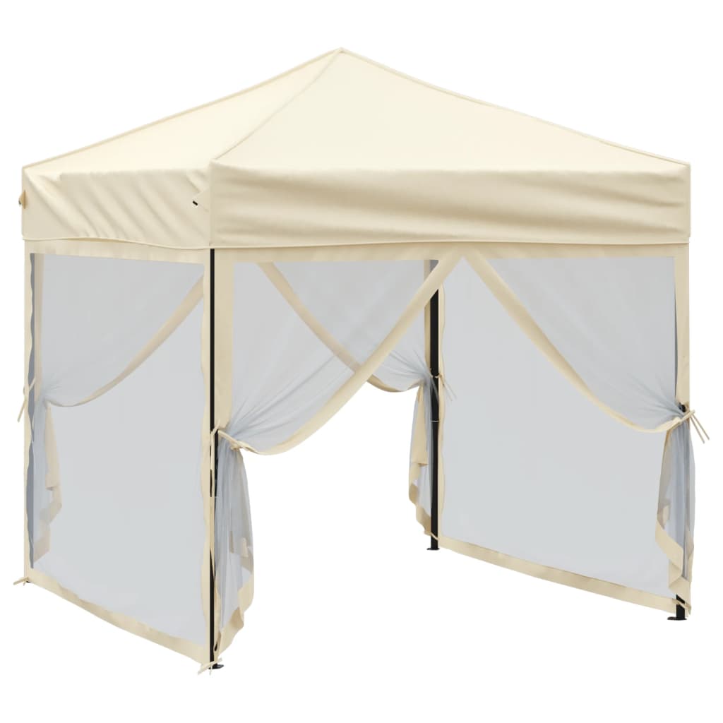 Vidaxl partytent inklapbaar met zijwanden 2x2m crèmekleurig