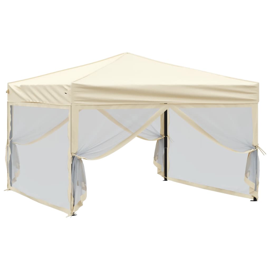 Vidaxl partytent inklapbaar met zijwanden 3x3m crèmekleurig