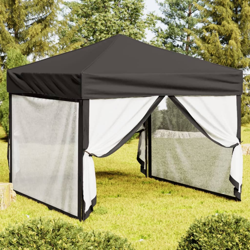 Vidaxl partytent inklapbaar met zijwanden 3x3m antracietkleurig