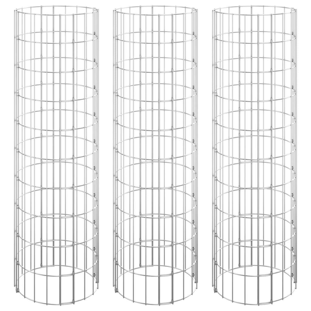 Vidaxl schanskorven plantenbakken 3 st rond gebogen ø30x100 cm staal