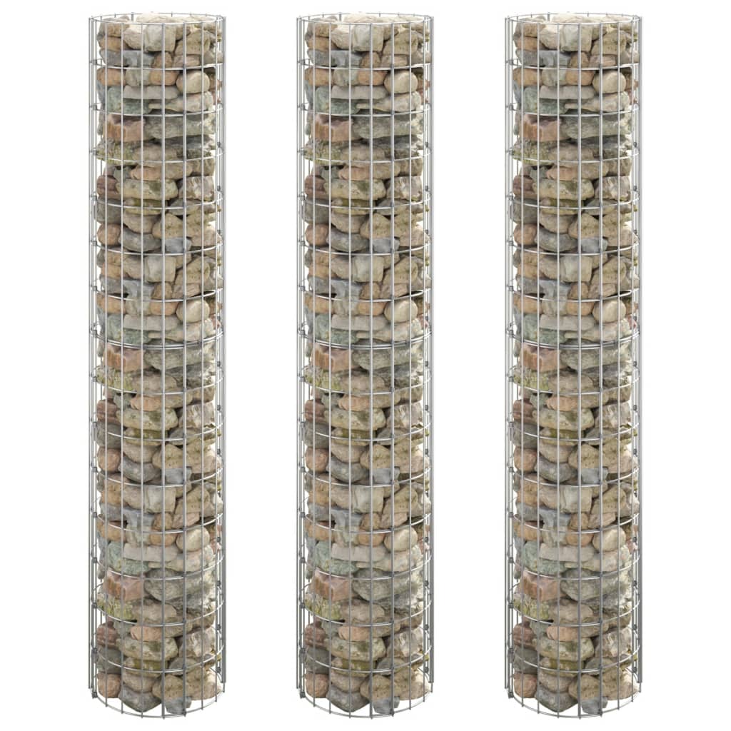 Vidaxl schanskorven plantenbakken 3 st rond gebogen ø30x150 cm staal