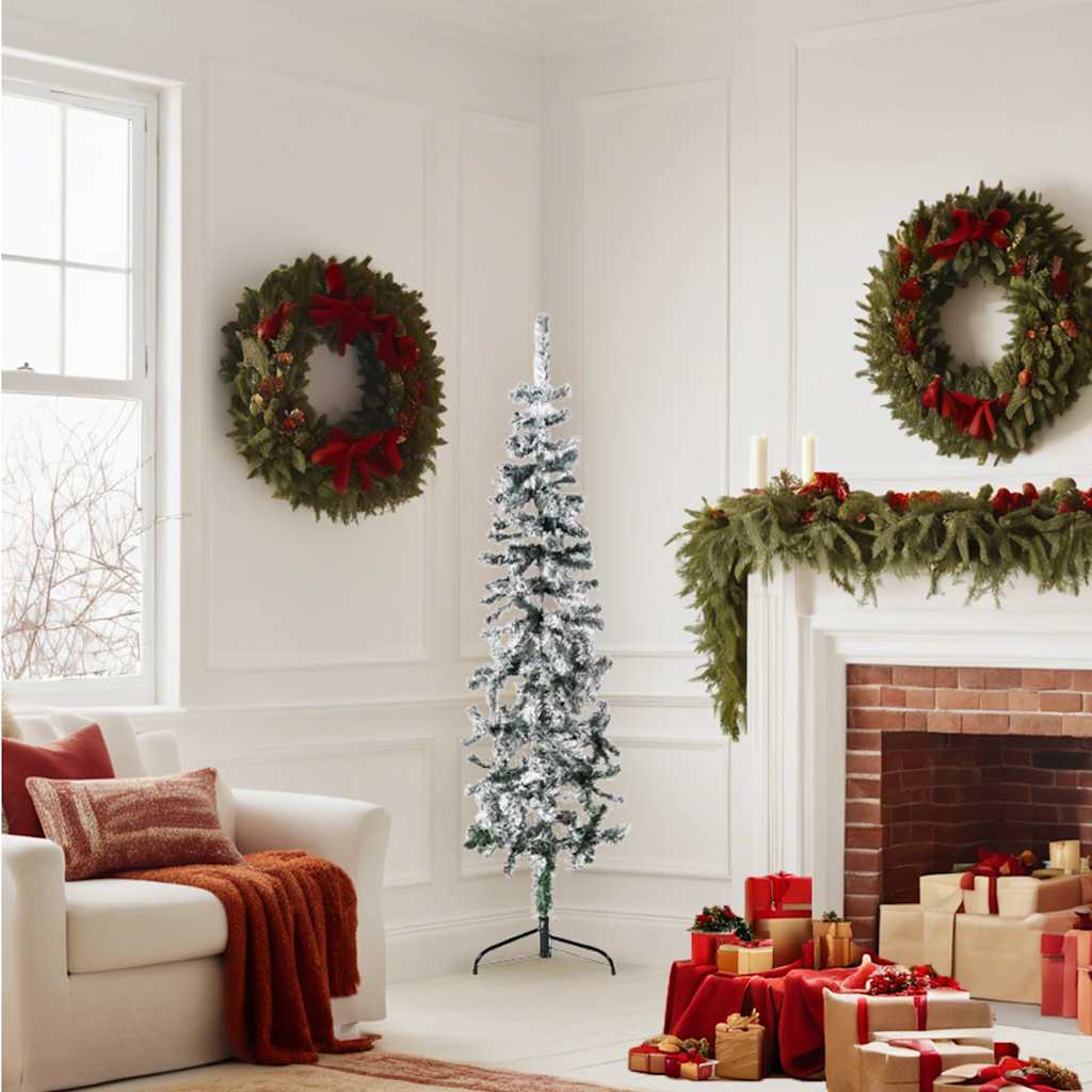 VidaXL Kunstkerstboom half met sneeuw klein 150 cm