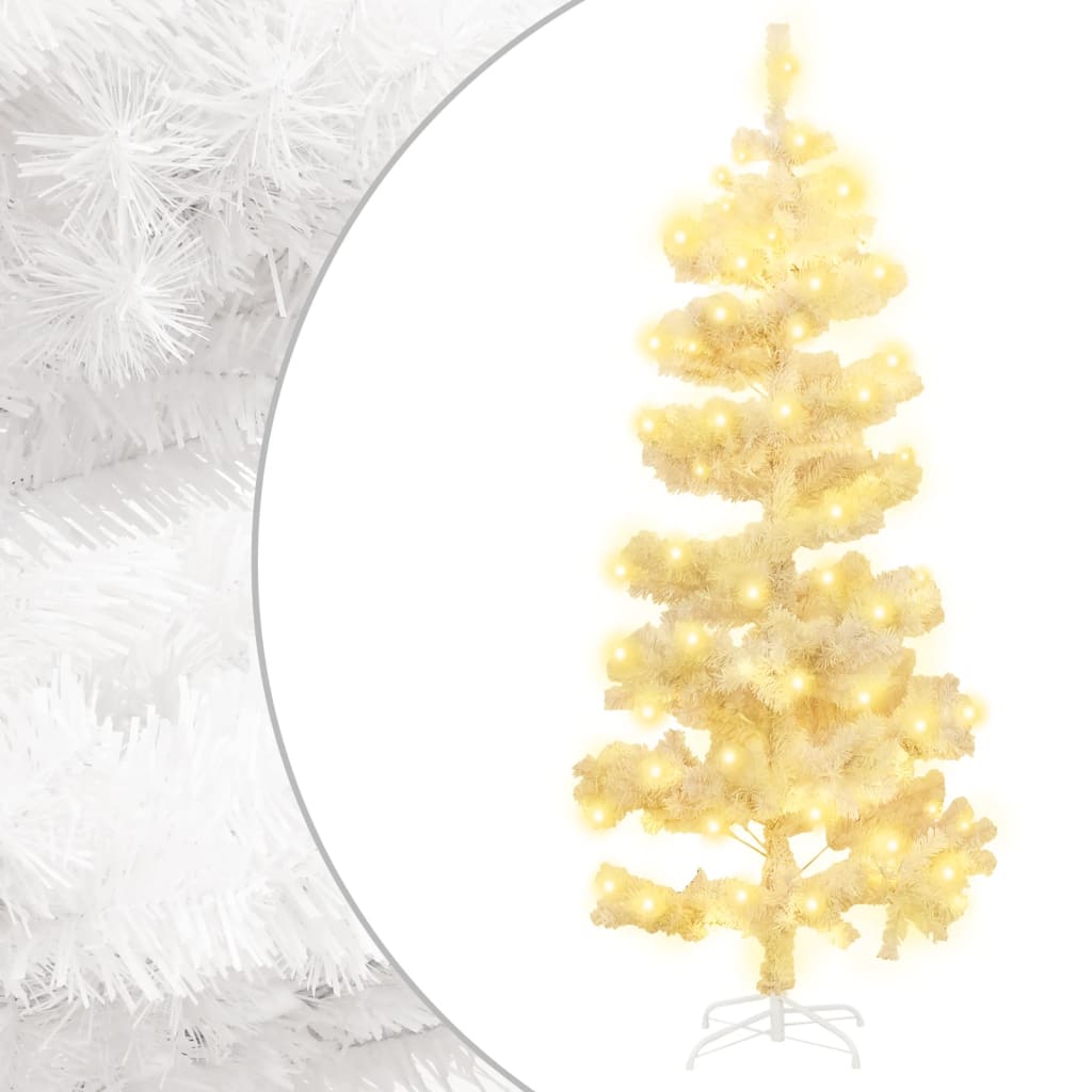 Vidaxl kunstkerstboom met verlichting en standaard 150 cm pvc wit