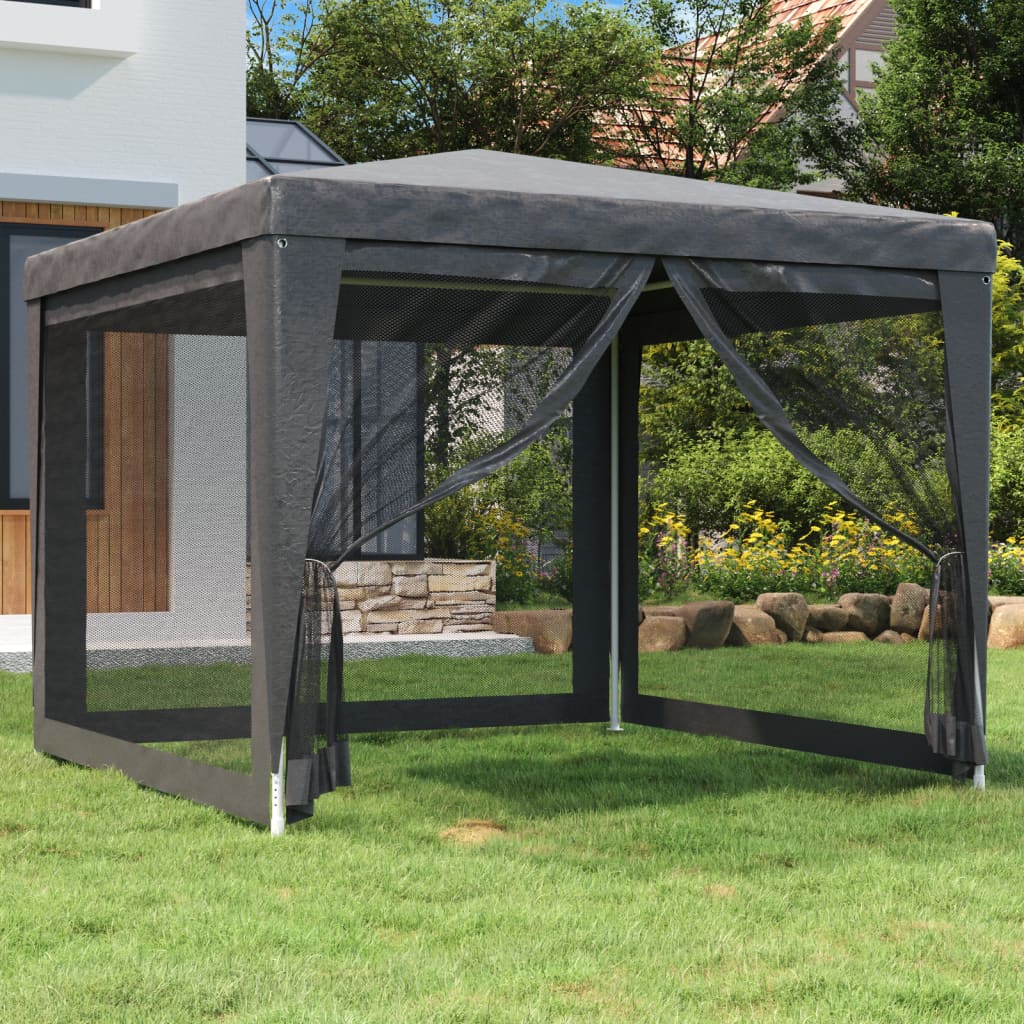 VidaXL Partytent met 4 mesh zijwanden 3x3m HDPE antracietkleurig