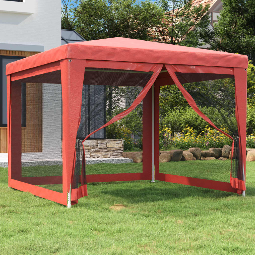 Vidaxl partytent met 4 gaas zijwanden 3x3m hdpe rood