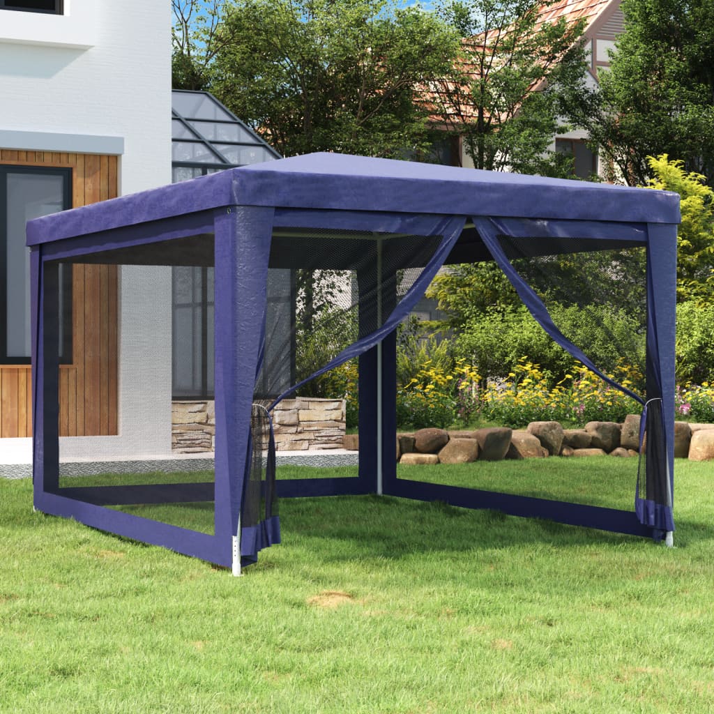 Vidaxl partytent met 4 mesh zijwanden 3x4m hdpe blauw