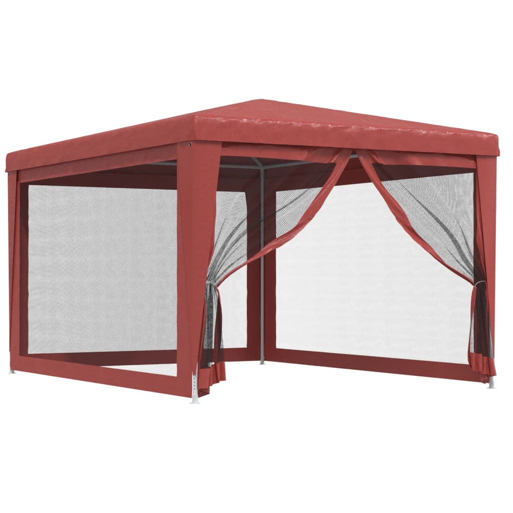 Vidaxl partytent met 4 gaas zijwanden 3x4m hdpe rood
