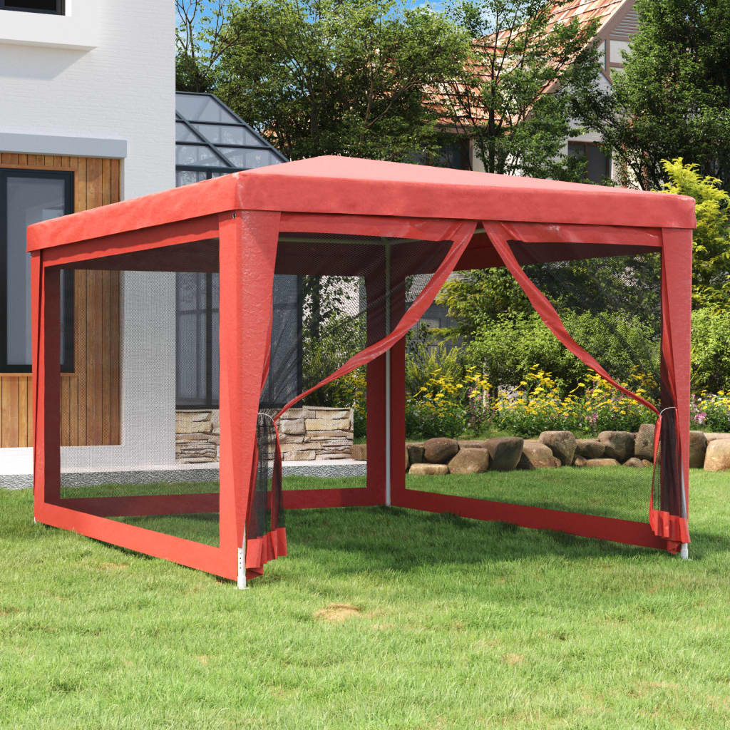 Vidaxl partytent met 4 gaas zijwanden 3x4m hdpe rood
