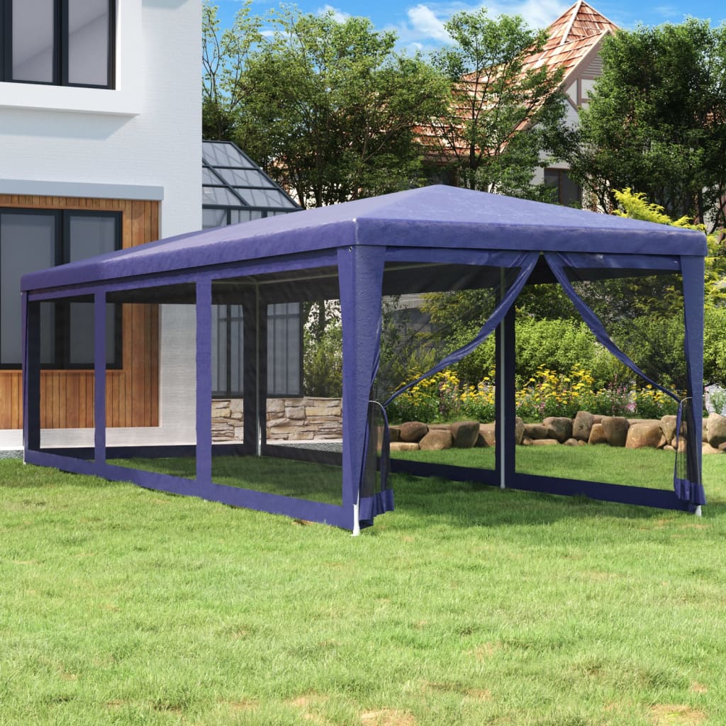VidaXL Partytent met 8 mesh zijwanden 3x9m HDPE blauw