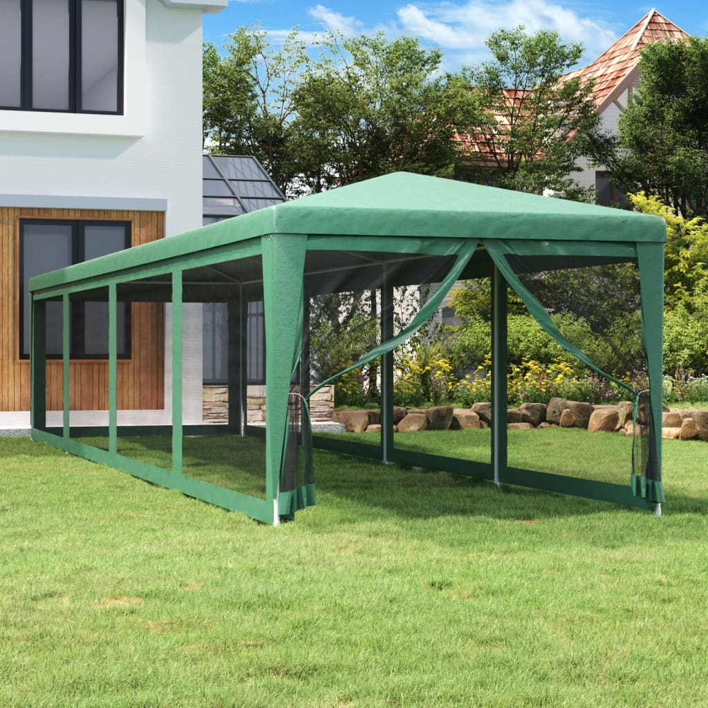 Vidaxl partytent met 10 mesh zijwanden 3x12m hdpe groen