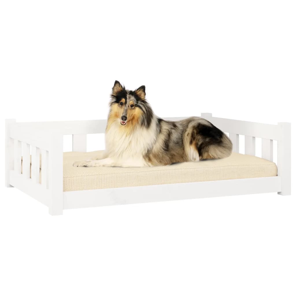 VidaXL Hondenmand 95,5x65,5x28 cm massief groenenhout wit