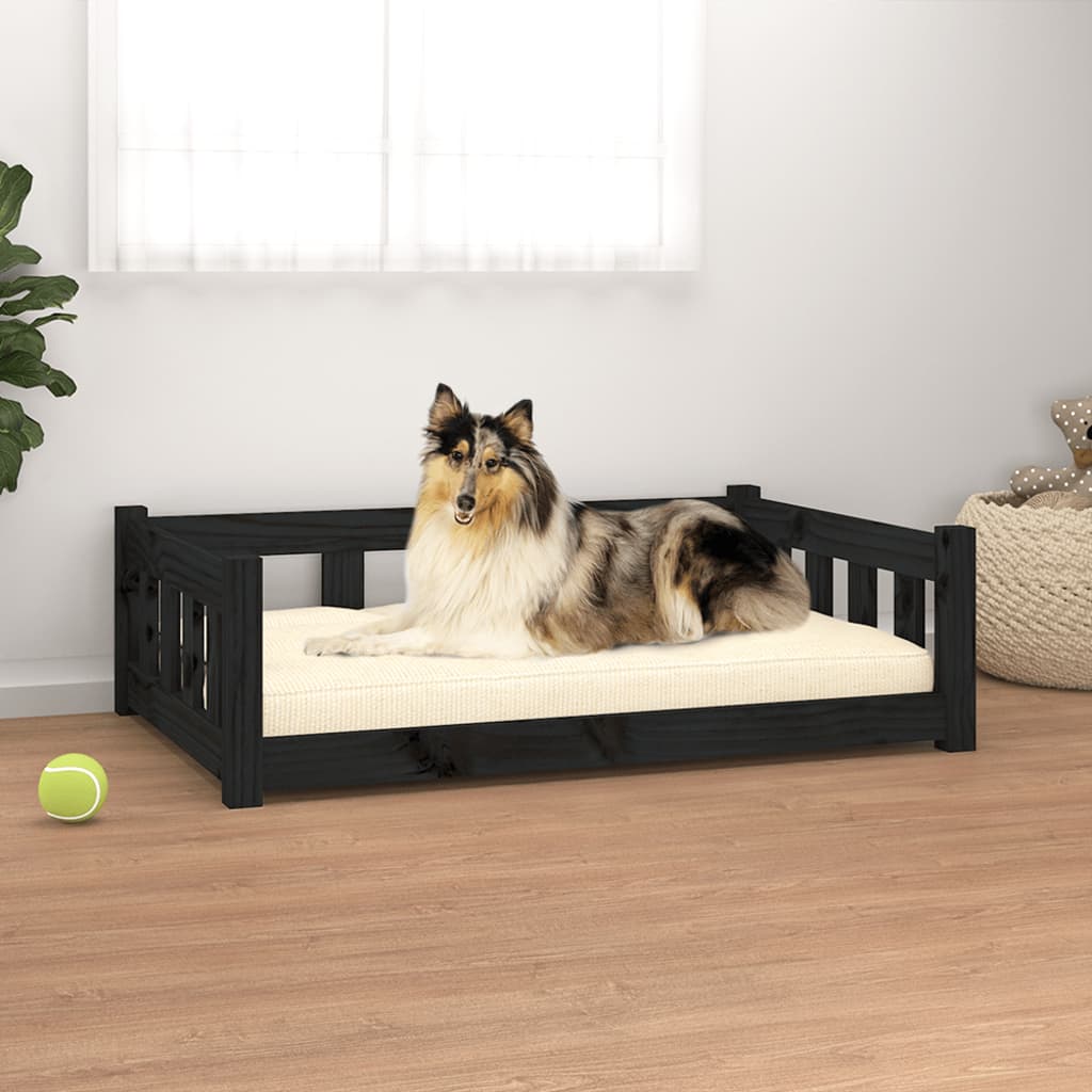 Vidaxl hondenmand 95,5x65,5x28 cm massief groenenhout zwart
