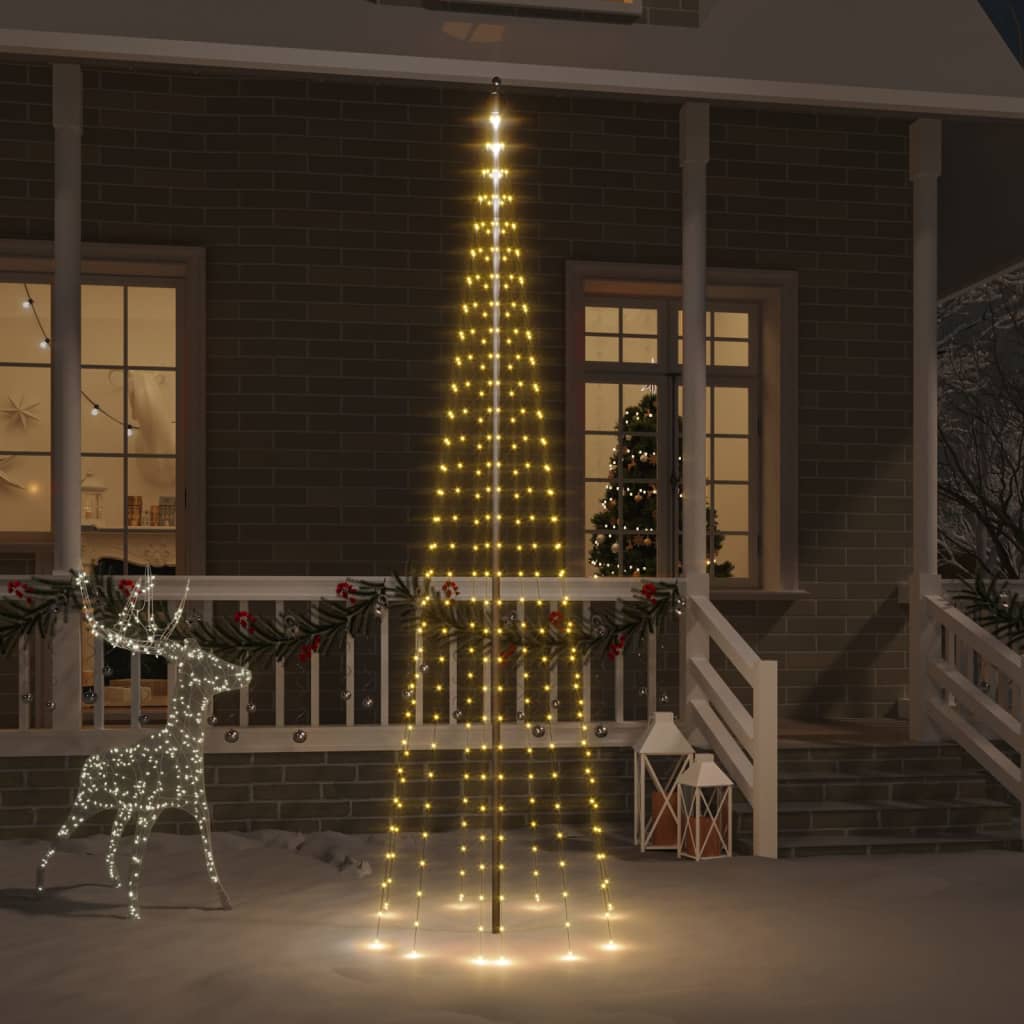 Vidaxl vlaggenmast kerstboom 310 led's warmwit 300 cm