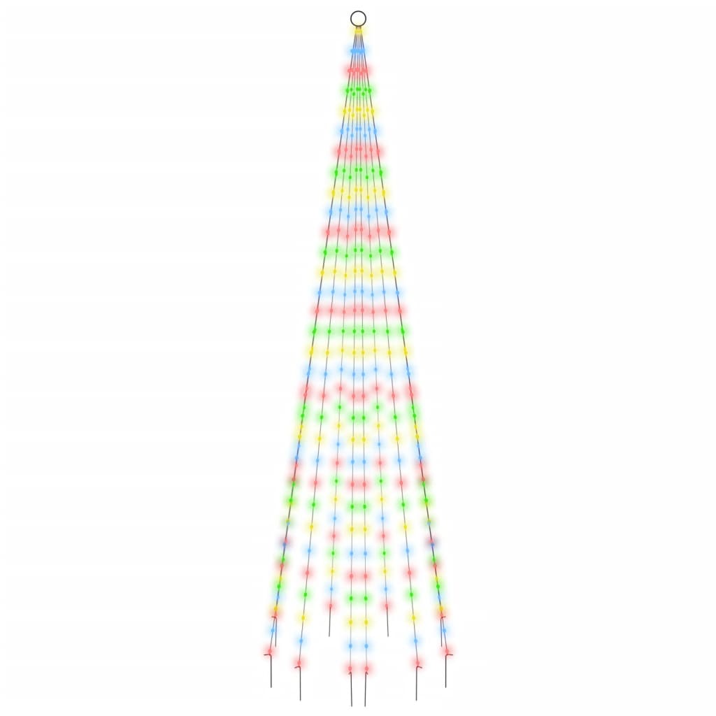 VidaXL Vlaggenmast kerstboom 310 LED's meerkleurig 300 cm
