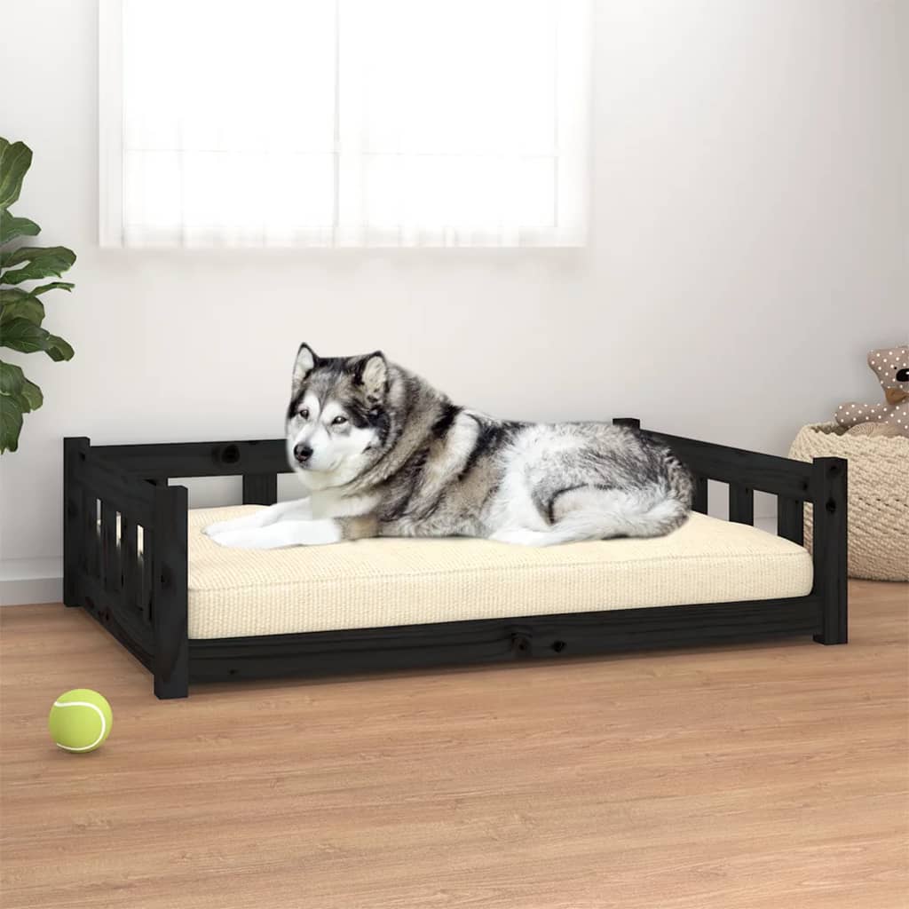 Vidaxl hondenmand 105,5x75,5x28 cm massief groenenhout zwart